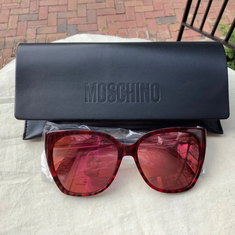 MOSCHINO Cat Eye Sunglasses Multilay 55mm Redleopard/Orange
